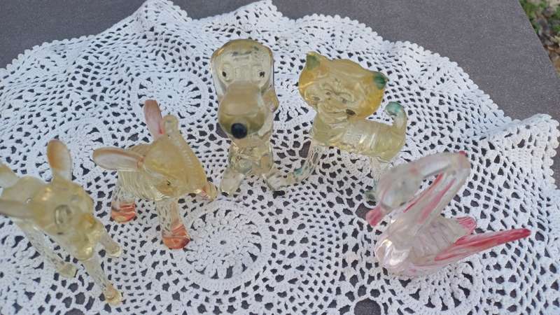 Vintage Clear Plastic Lucite Toy Animals