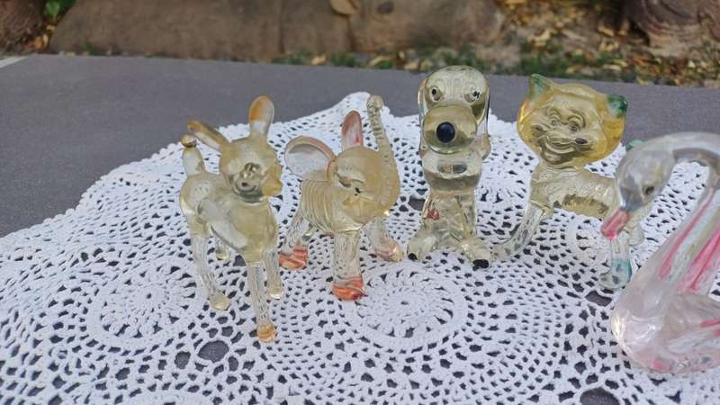 Vintage Clear Plastic Lucite Toy Animals