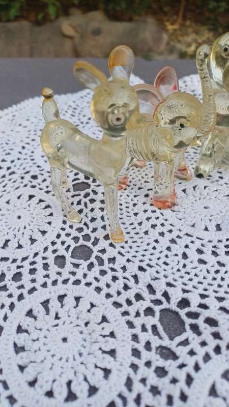 Vintage Clear Plastic Lucite Toy Animals