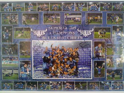 Very Rare - super14 2009 - SIGNED -  BLUE BULLS Lamenated poster - BRAND NEW!!!  @ GIVE AWAY!!!