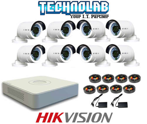 HIKVISION 8CH DVR AND 8 CAMERA DIY KIT WITH 1TB HDD - 720P, 20M READY CABLES