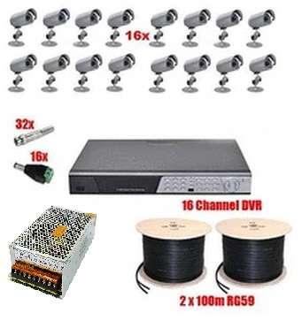 16CH CCTV KIT WITH 900 TVL CAMERA SUPPORTS 3G PHONE VIEWING