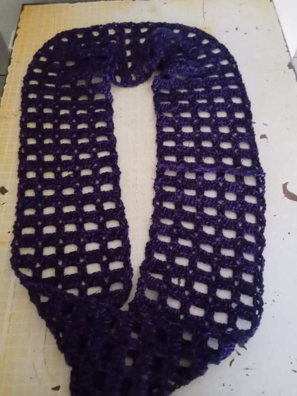 Navy/Purple Lace Crochet Cowl