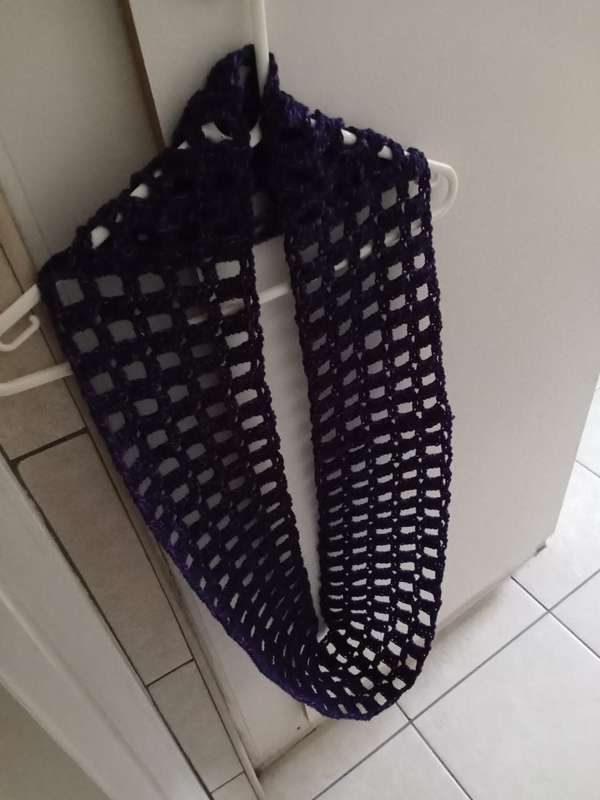 Navy/Purple Lace Crochet Cowl