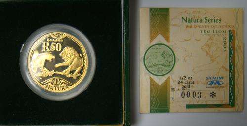Natura Lion 1/2ounce 2003 Gold Proof Coin