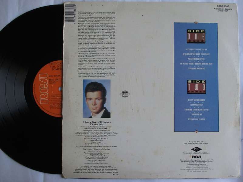 RICK ASTLEY - WHENEVER YOU NEED SOMEBODY - RSA VG / VG