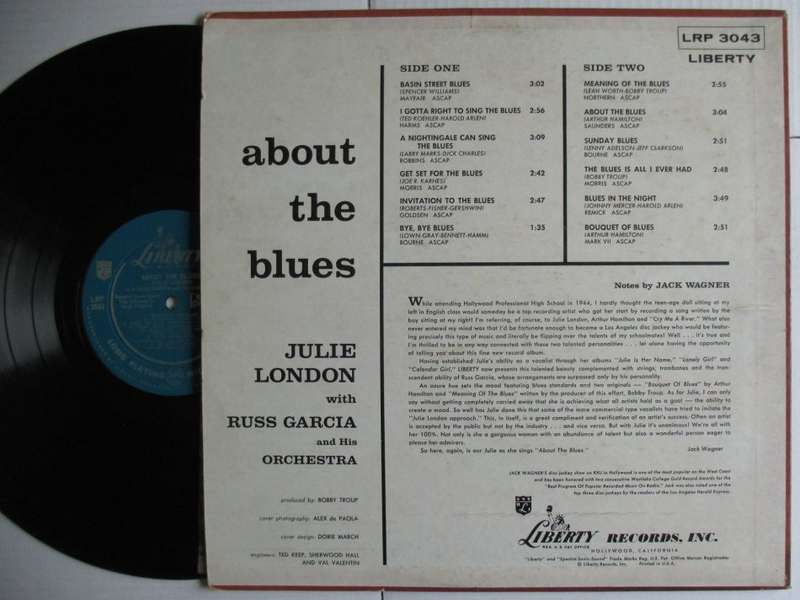 JULIE LONDON - ABOUT THE BLUES - USA VG+ /VG+
