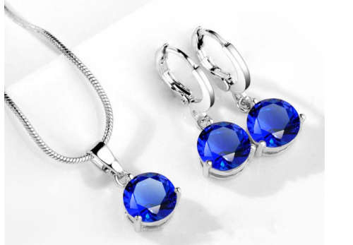 "New" Stunning ! - Necklace,Pendant & Earring Set,  Tanzanite CZ