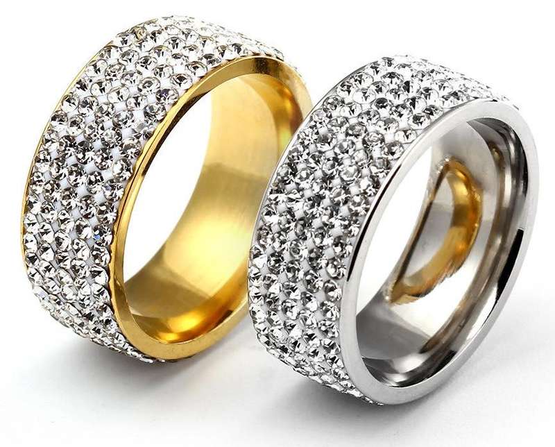 Exquisite Tungsten Steel, 5 Row Crystal Diamond Encrusted - Gold / Platinum Plated, Craze R1 ~ !