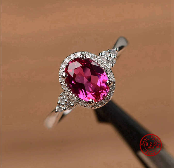 Solid 925 Sterling Silver Ring, AAA Red Topaz Stone ~ CraZe R1 Auction !