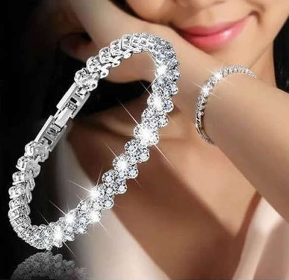 **New** Exquisite Studded Diamond Crystals, Gold/Silver Bracelet