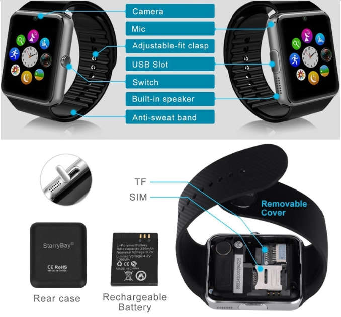 **Brand New** GT08 Smartwatch | Sim Slot | SD Card Slot | Bluetooth | Camera ~ CrAze Auction !