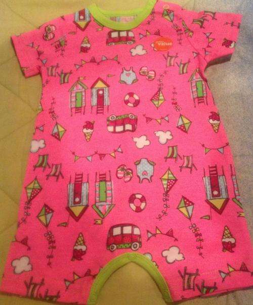 Wooliesbabes Bright Pink Baby Grow  3-6 Months
