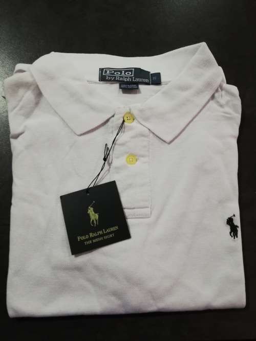 Polo Ralph Lauren Mens Classic Fit Mesh Polo Shirt (White - Black Pony) - S
