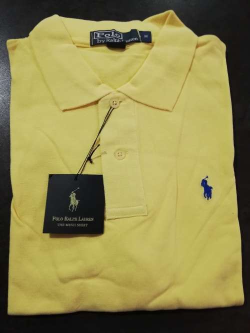 Polo Ralph Lauren Mens Classic Fit Mesh Polo Shirt (BananaBee - Blue Pony) - M