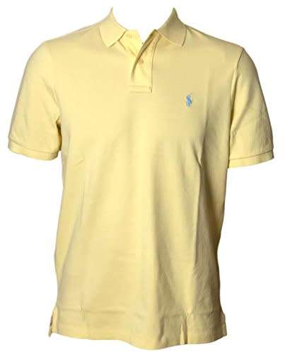 Polo Ralph Lauren Mens Classic Fit Mesh Polo Shirt (BananaBee - Blue Pony) - M