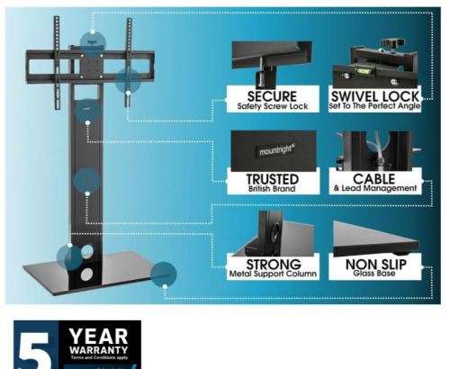 Mountright Tv Mount Floor Standing Swivel Bracket Adjustable 27-60` - Black