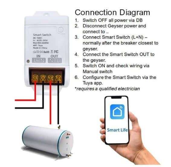 Tuya Wi-Fi Geyser Smart Switch
