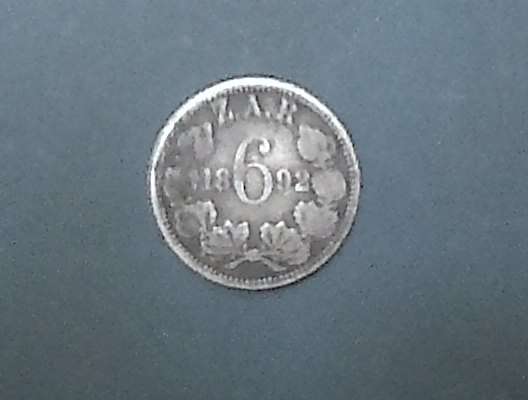 VERY FINE SIXPENCE "1892" SILVER KRUGER SERIES...