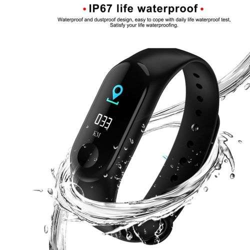 Smart Band Watch Bracelet Wristband Fitness Tracker Blood Pressure Heart Rate M3 (BLACK)