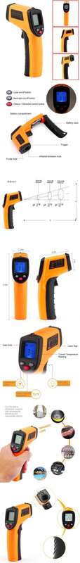 Temp Meter Temperature Gun Non-contact Digital Laser Infrared IR Thermometer