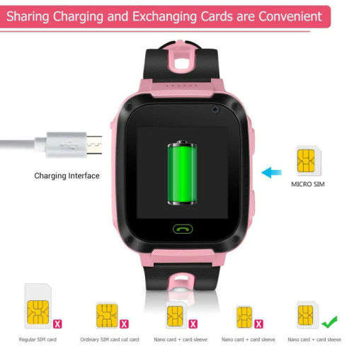 Kids Smart Watch with GPS GSM Locator Touch Screen Tracker SOS for Kids Children (PINK)