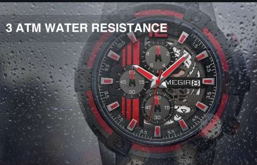 MEGIR Quartz Men Watch with Chronograph Big Dial Army Military Wrist Watches Men