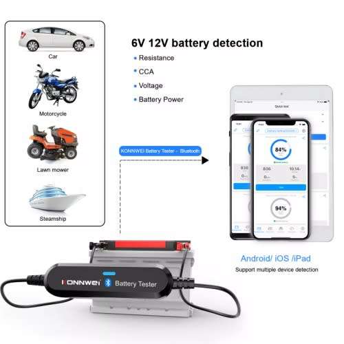Konnwei BK100 Wireless Bluetooth Car battery tester 100- 6V 12V