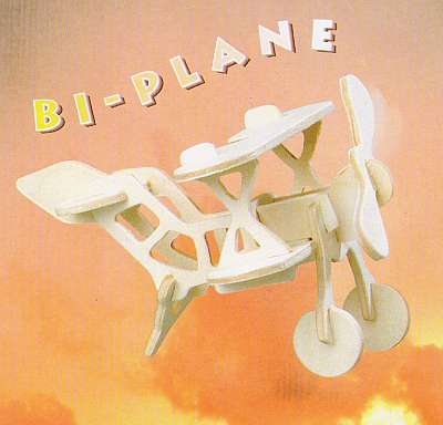 NEW! *Small* 3D Woodcraft Puzzle - Bi-Plane - Educational Wooden Building Model Kit.