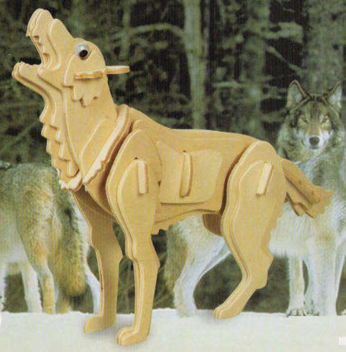 3D Woodcraft Puzzle - Grey Wolf - Educational Wooden Building Model Kit. See Description!