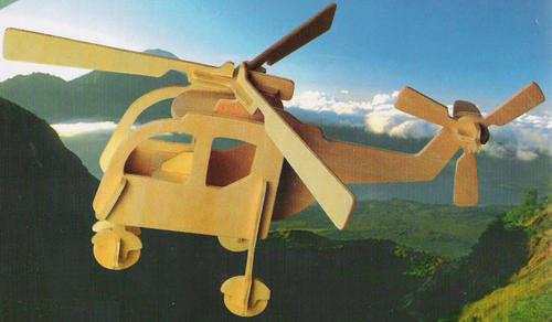 3D Woodcraft Puzzle - Helicopter - Educational Wooden Building Model Kit. See Description!