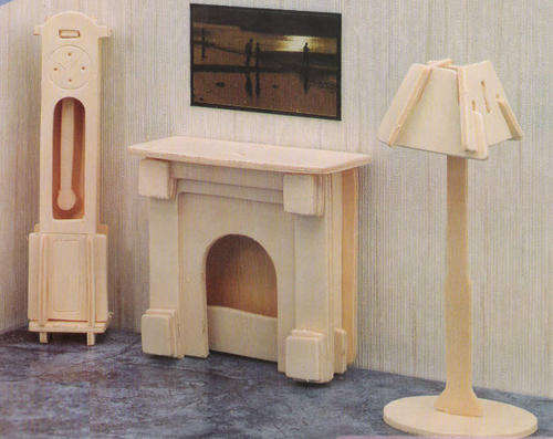 *NEW!* 3D Woodcraft Puzzle - Doll House Fireplace, Lamp & Clock - Educational Wooden Building Kit