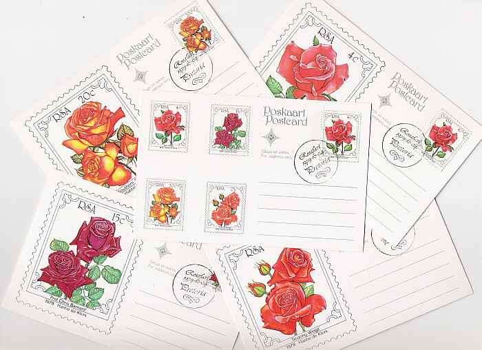 Variety - 5th Card with Single Stamp!  1979 RSA Rose Convention Maxicards!  See Description!