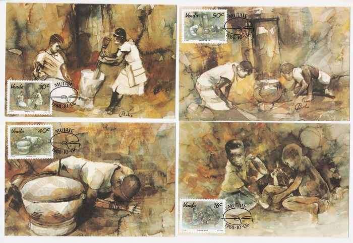 1988 Venda Maxicards - Local Art.  Watercolours by Kenneth Thabo.