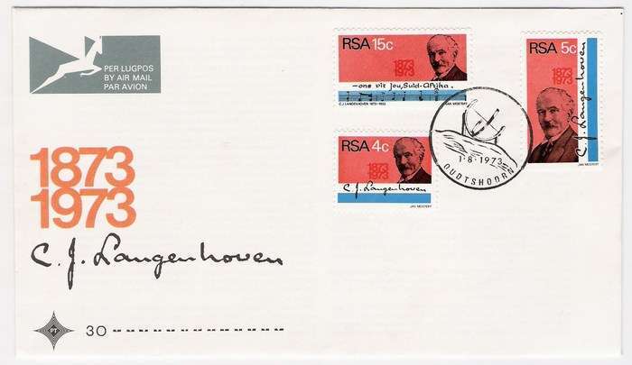1973 RSA FDC No. 30 - Birth Centenary of C.J. Langenhoven.