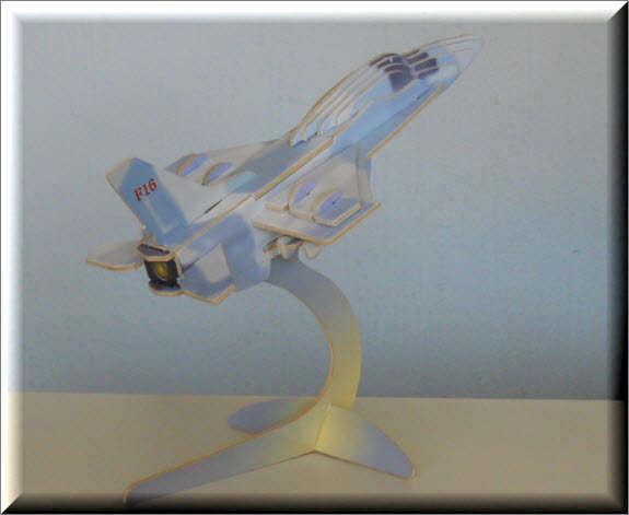 3D Woodcraft Puzzle - F16 Fighterplane - Educational Wooden Building Model Kit