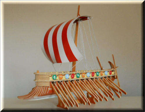 Phoenician Military Ship (Colour) - 3D Woodcraft Puzzle - Educational Wooden Building Model Kit