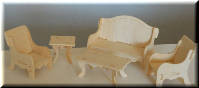 3D Woodcraft Puzzle - Doll House Lounge Suit - Educational Wooden Building Model Kit. See Descrip..