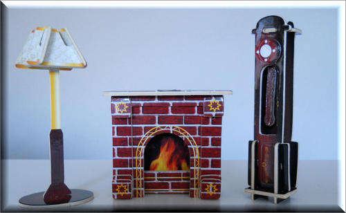 *NEW!* 3D Woodcraft Puzzle - Doll House Fireplace, Lamp & Clock - Educational Wooden Building Kit