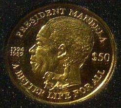 President Nelson Mandela 1/10th  Proof Gold Coin For Sale