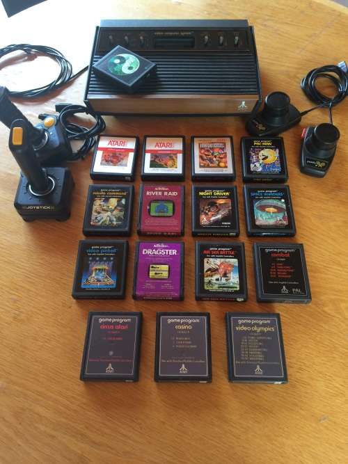Atari 2600 console +Harmony Cart *Play every Atari game title via SD card! + 15xGames 2xJoy 4xPaddle