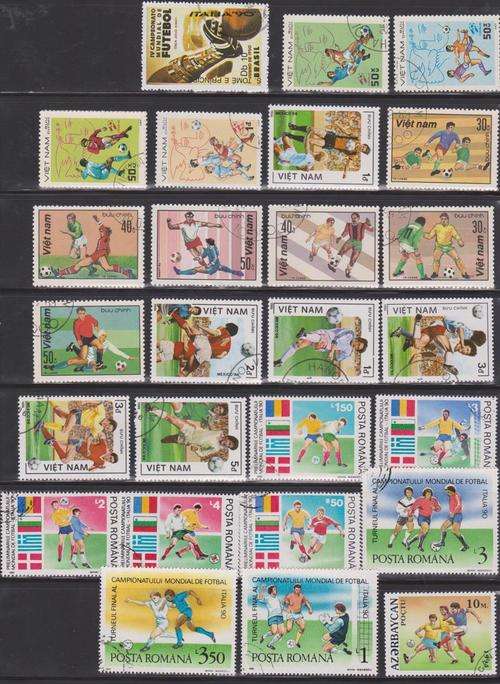 100 SOCCER THEME USED STAMPS
