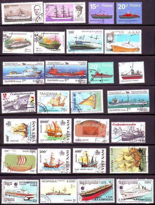 100 SHIPS THEME USED STAMPS