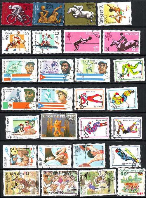 100 SPORTS THEME USED STAMPS