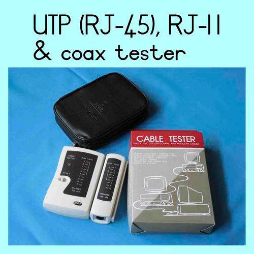 RJ-45 (UTP), RJ-11 and coax cable tester