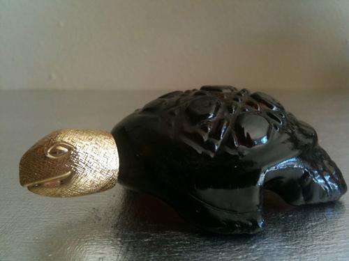 Vintage Avon Treasure Turtle Perfume Bottle - 1970's