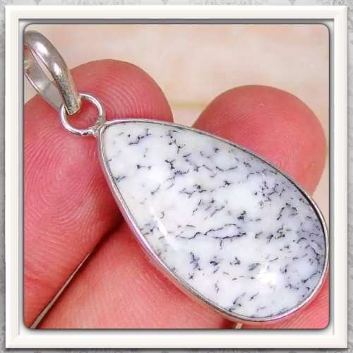 ***SPECTACULAR ITEM***   NATURAL DENDRITIC OPAL .925 STERLING SILVER PENDANT
