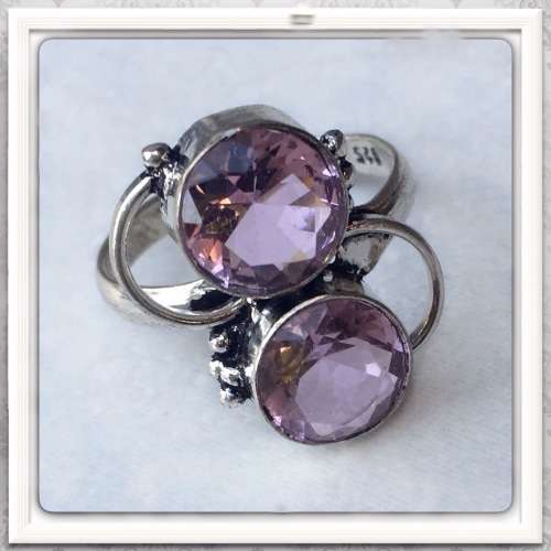 ***ABSOLUTELY EXQUISITE*** PINK AMETHYST GEMSTONE .925 SILVER RING SIZE 8