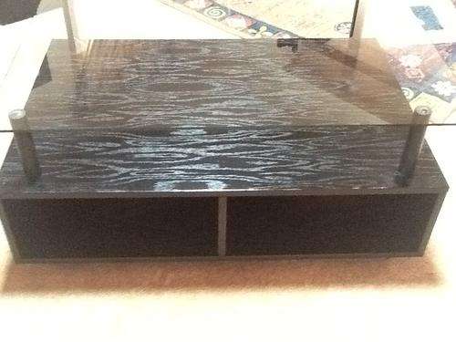 Modern Glass top And Black Wood Coffee Table