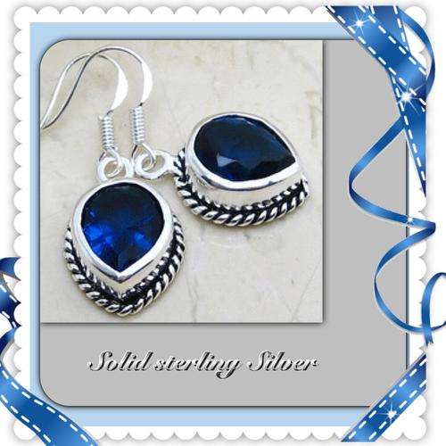 ***EXQUISITE***LONDON BLUE TOPAZ TEARDROP EARRINGS CRAFTED IN .925 SILVER